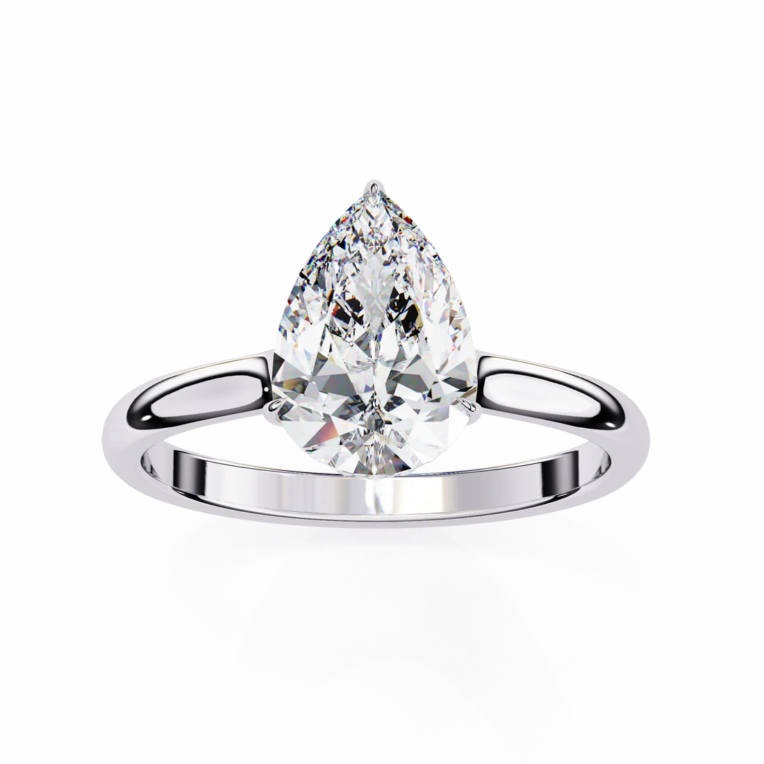 Pear-Shaped Diamond Engagement Ring with Hidden Halo in 925 Silver