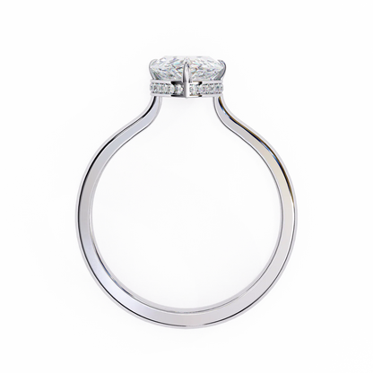 Pear-Shaped Diamond Engagement Ring with Hidden Halo in 925 Silver