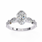 Oval Moissanite Engagement Ring – Vintage Style with Milgrain & Marquise Diamond Accents | Bridal Ring | Unique Antique-Inspired Design in 925 Silver