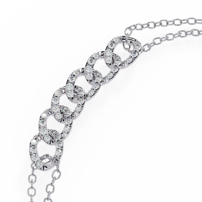 Dazzling Double Chain Bracelet with Crystal-Embellished Links 925 Silver