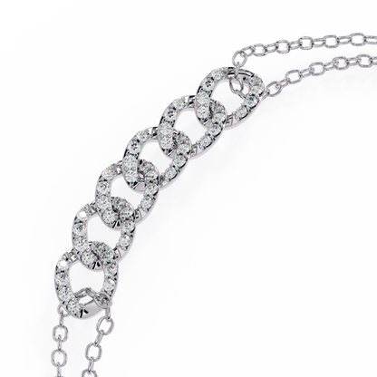 Dazzling Double Chain Bracelet with Crystal-Embellished Links 925 Silver