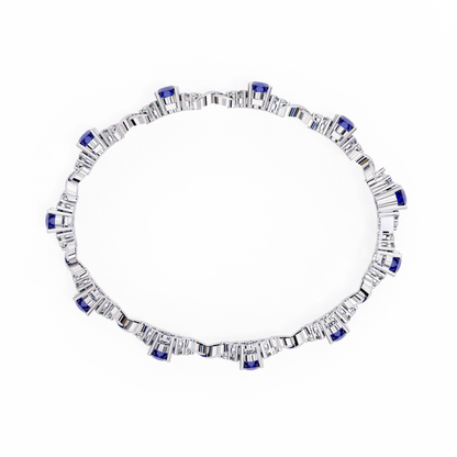 Blue Sapphire and Diamond Infinity Link Bracelet 925 Silver