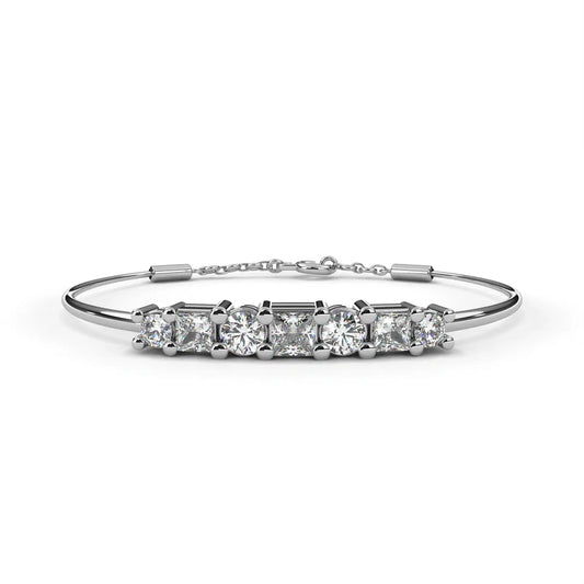 Radiant Bracelet with Round and Princess-Cut Crystals 925 Silver