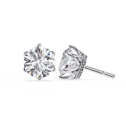 Elegant Round Diamond Stud Earrings | Vintage-Inspired Milgrain Detailing 925 Silver