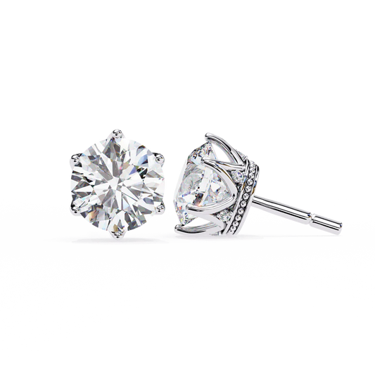 Elegant Round Diamond Stud Earrings | Vintage-Inspired Milgrain Detailing 925 Silver