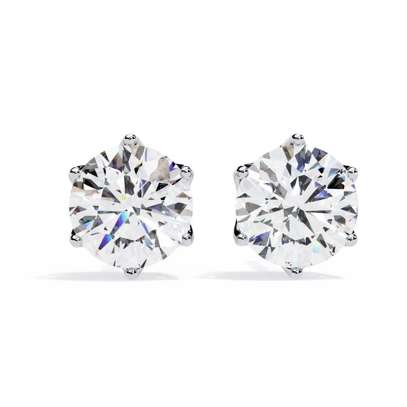 Elegant Round Diamond Stud Earrings | Vintage-Inspired Milgrain Detailing 925 Silver