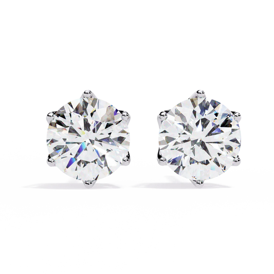 Elegant Round Diamond Stud Earrings | Vintage-Inspired Milgrain Detailing 925 Silver