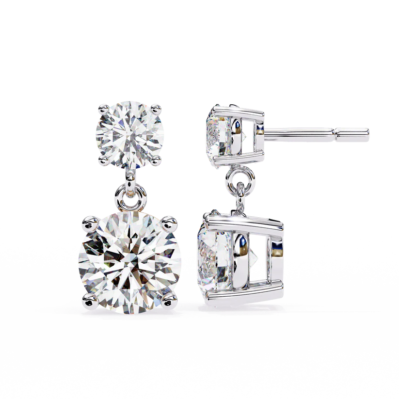 Elegant Double Diamond Drop Earrings – Classic & Timeless Jewelry 925 Silver