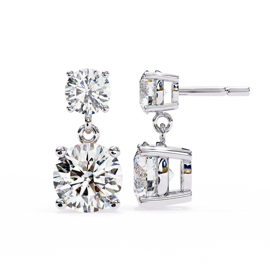 Elegant Double Diamond Drop Earrings – Classic & Timeless Jewelry 925 Silver