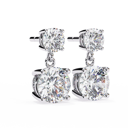 Elegant Double Diamond Drop Earrings – Classic & Timeless Jewelry 925 Silver