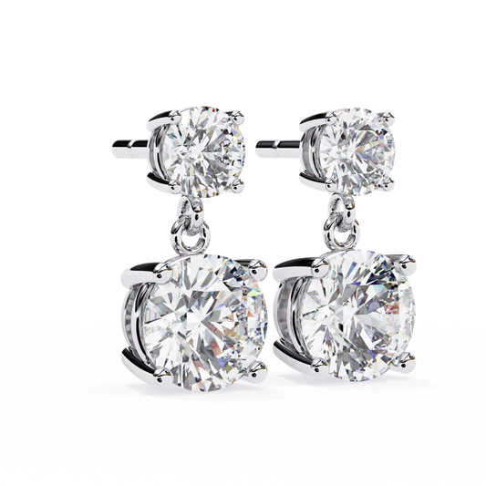 Elegant Double Diamond Drop Earrings – Classic & Timeless Jewelry 925 Silver