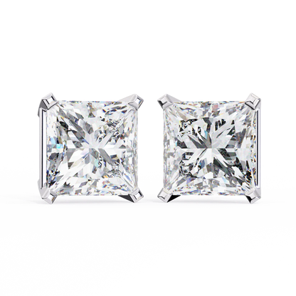Princess-Cut Diamond Stud Earrings – Elegant Solitaire Earrings 925 Silver
