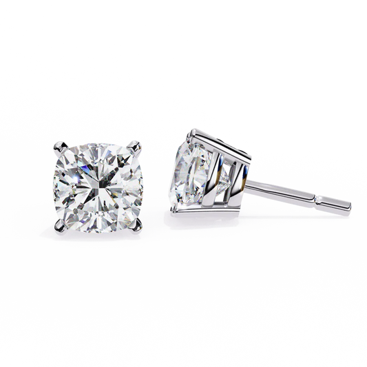 Cushion-Cut Diamond Stud Earrings – Timeless Elegance 925 Silver