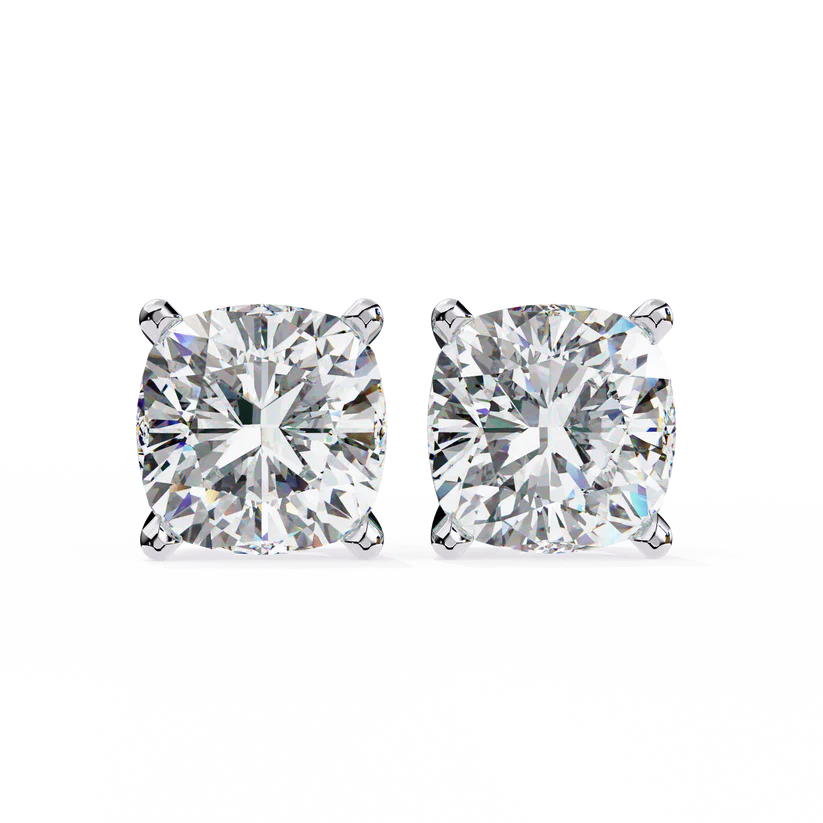 Cushion-Cut Diamond Stud Earrings – Timeless Elegance 925 Silver
