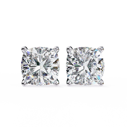 Cushion-Cut Diamond Stud Earrings – Timeless Elegance 925 Silver