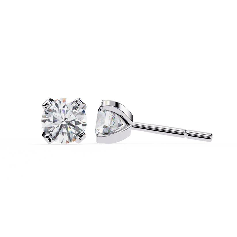 Classic Round-Cut Diamond Stud Earrings 925 Silver