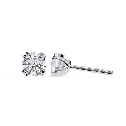 Classic Round-Cut Diamond Stud Earrings 925 Silver
