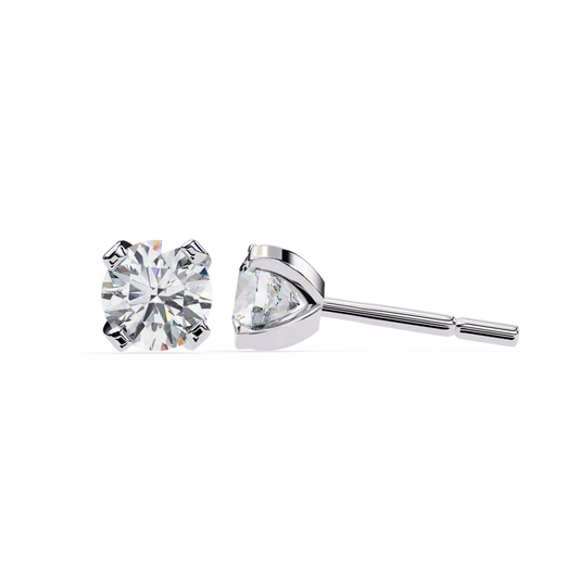 Classic Round-Cut Diamond Stud Earrings 925 Silver