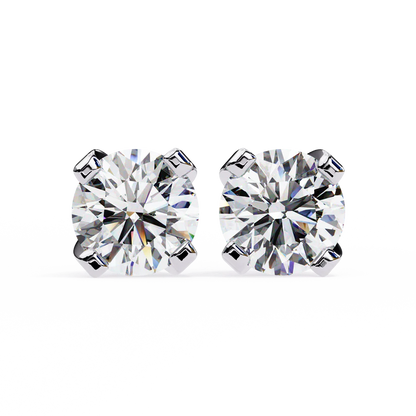 Classic Round-Cut Diamond Stud Earrings 925 Silver