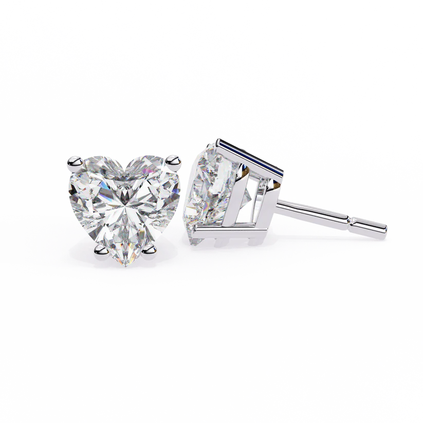 Heart-Shaped Diamond Stud Earrings 925 Silver