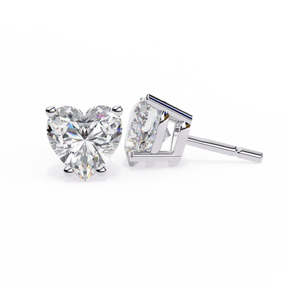 Heart-Shaped Diamond Stud Earrings 925 Silver