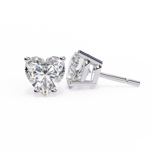 Heart-Shaped Diamond Stud Earrings 925 Silver