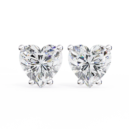 Heart-Shaped Diamond Stud Earrings 925 Silver
