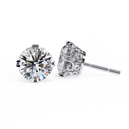 Elegant Filigree Basket Diamond Stud Earrings – Timeless Luxury 925 Silver