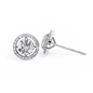 Round Halo Diamond Stud Earrings – Brilliant Cut with Pave Accents 925 Silver