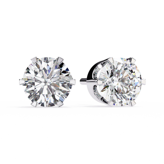 Experience the Timeless Elegance of Classic Round Diamond Stud Earrings 925 Silver