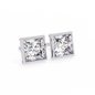 Princess Cut Diamond Stud Earrings in Bezel Setting 925 Silver
