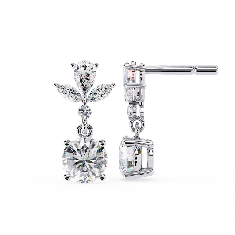 Stunning Diamond Drop Earrings Featuring Pear and Marquise Cluster Halo 925 Silver
