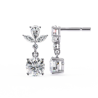 Stunning Diamond Drop Earrings Featuring Pear and Marquise Cluster Halo 925 Silver