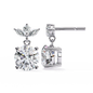 Round Diamond Drop Earrings with Marquise Halo 925 Silver