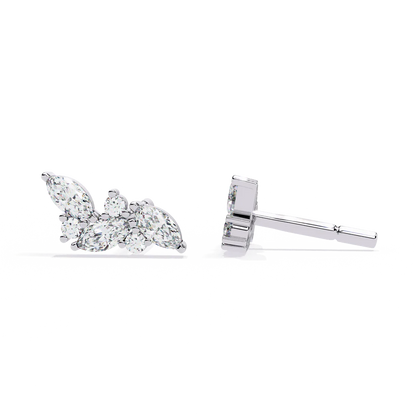 Stylish Diamond Cluster Earrings with Marquise and Round 925 Silver