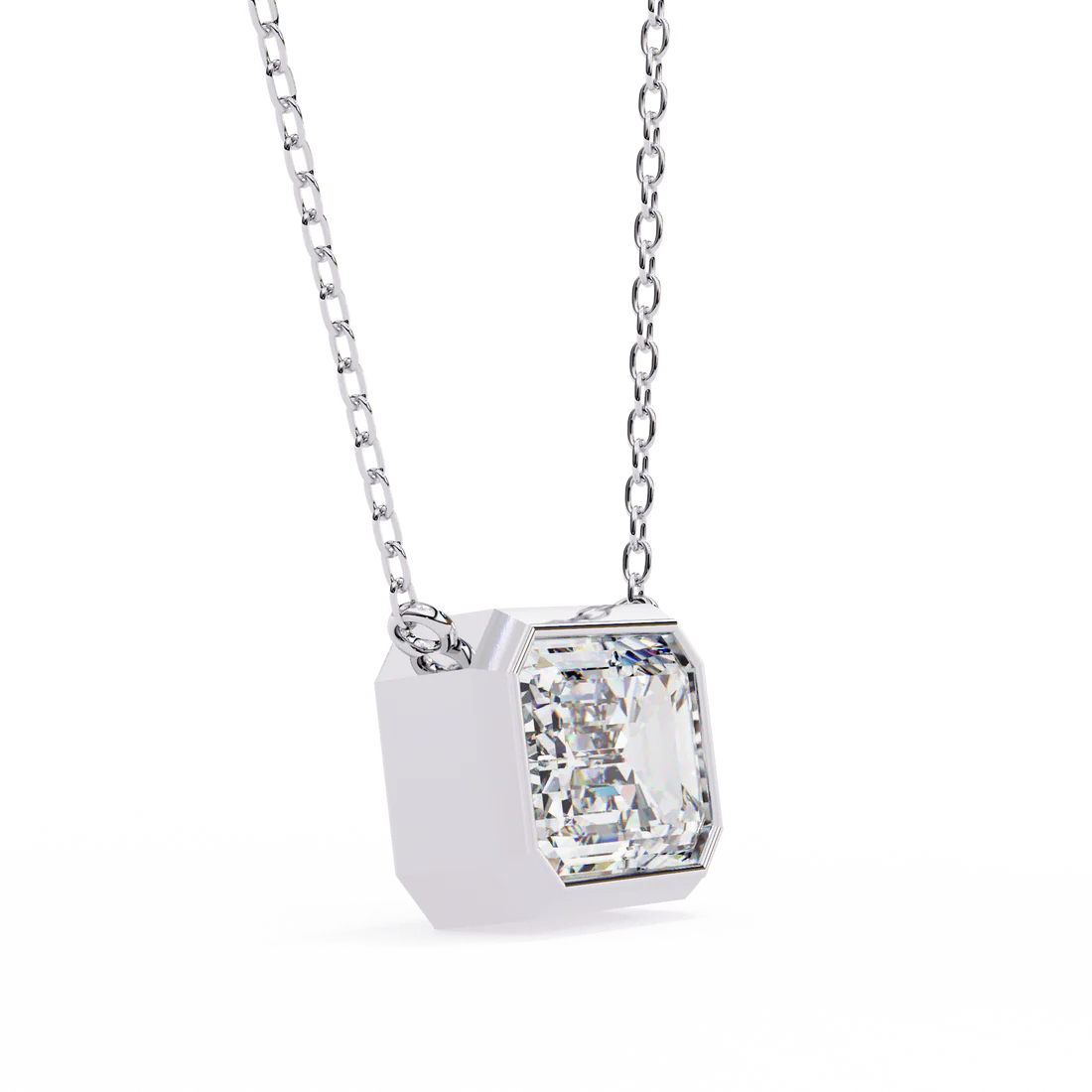 Elegant Emerald-Cut Diamond Pendant with Sleek Bezel Setting, Radiating Timeless Brilliance in 925 Silver | Minimalist Fine Jewelry Necklace (0.70 CT)