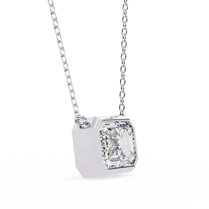 Elegant Emerald-Cut Diamond Pendant with Sleek Bezel Setting, Radiating Timeless Brilliance in 925 Silver | Minimalist Fine Jewelry Necklace (0.70 CT)