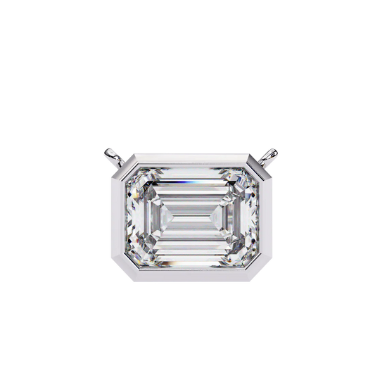 Elegant Emerald-Cut Diamond Pendant with Sleek Bezel Setting, Radiating Timeless Brilliance in 925 Silver | Minimalist Fine Jewelry Necklace (0.70 CT)