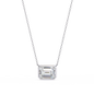 Elegant Emerald-Cut Diamond Pendant with Sleek Bezel Setting, Radiating Timeless Brilliance in 925 Silver | Minimalist Fine Jewelry Necklace (0.70 CT)