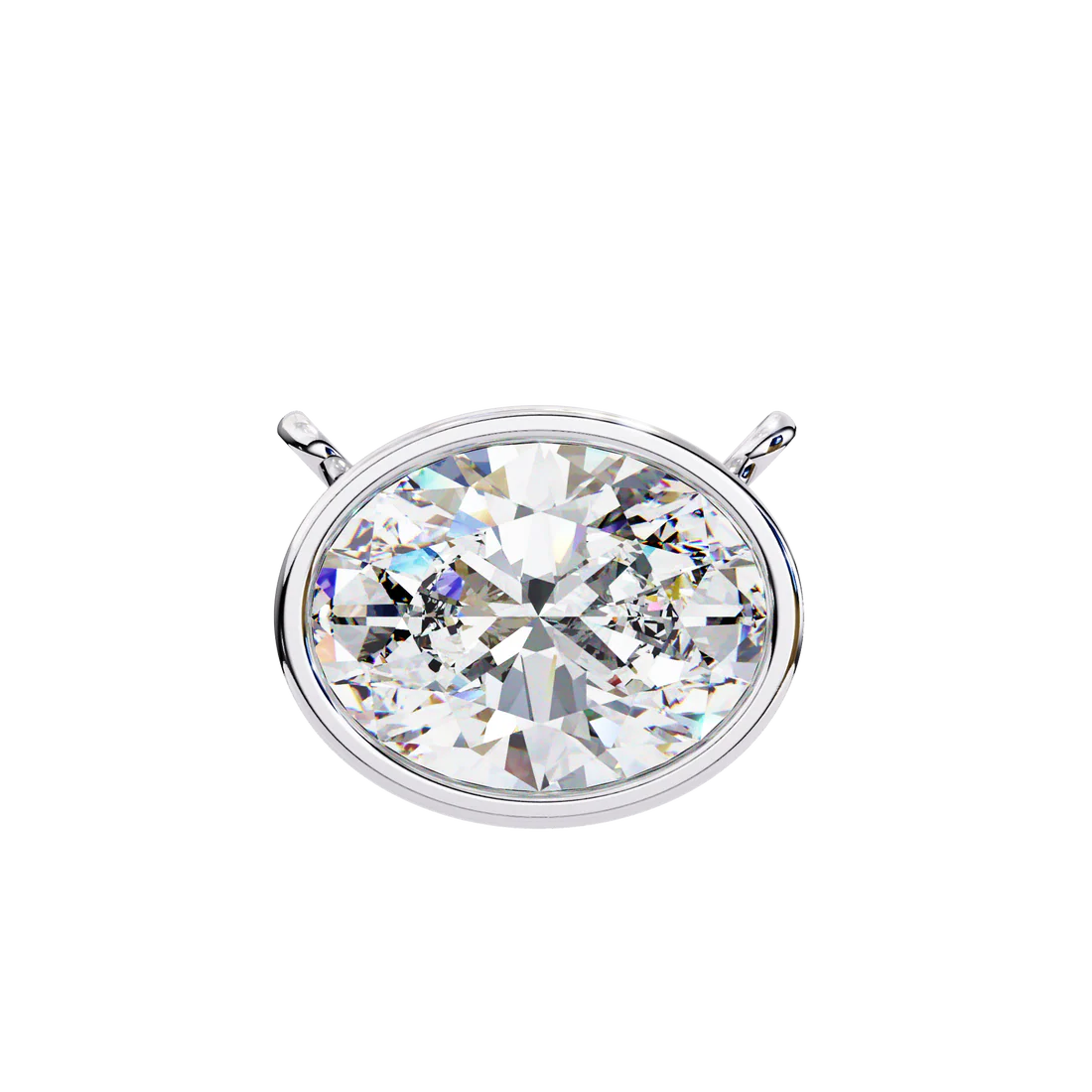 Oval-Cut Diamond Bezel Pendant in 925 Silver (1CT)