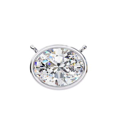 Oval-Cut Diamond Bezel Pendant in 925 Silver (1CT)