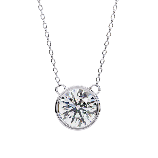 Elegant Bezel-Set Diamond Pendant Necklace – Perfect for Any Occasion in 925 Silver | Minimalist Fine Jewelry Gift (0.70 CT)