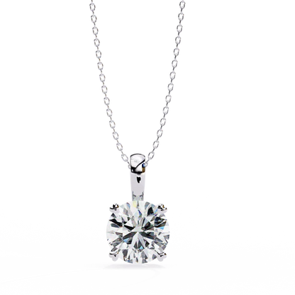Elegant Round-Cut Diamond Pendant Necklace | Classic Four-Prong Setting in 925 Silver (1CT)