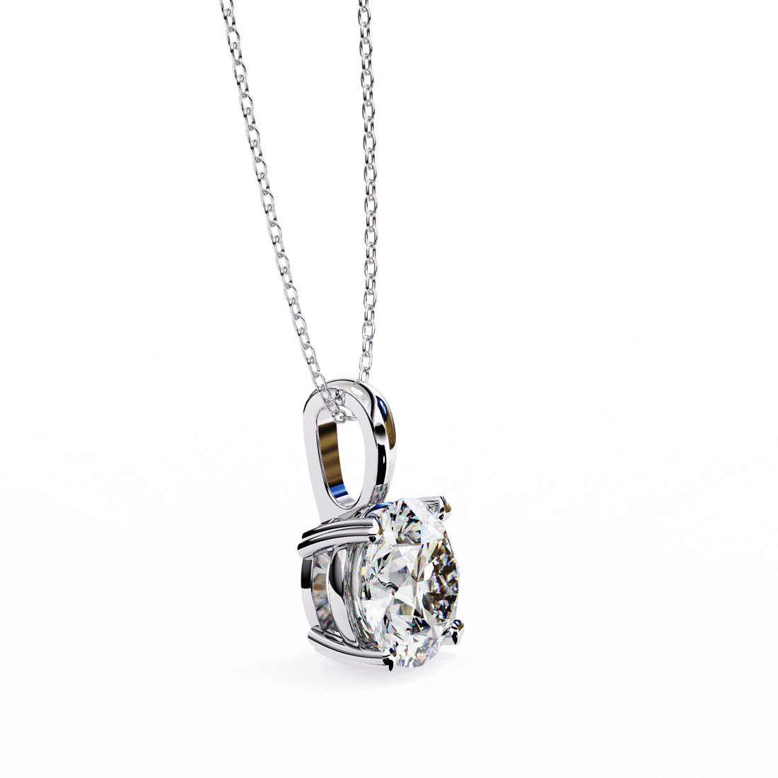 Elegant Round-Cut Diamond Pendant Necklace | Classic Four-Prong Setting in 925 Silver (1CT)