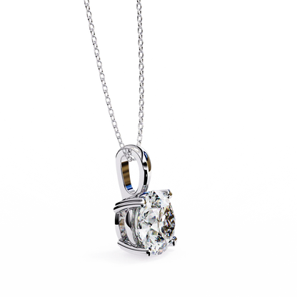 Elegant Round-Cut Diamond Pendant Necklace | Classic Four-Prong Setting in 925 Silver (1CT)