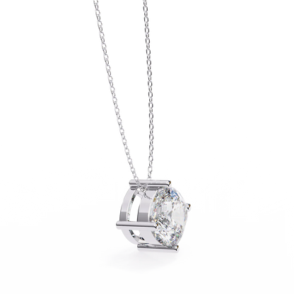 Cushion-Cut Diamond Solitaire Pendant – Delicate Necklace with Timeless Sparkle in 925 Silver (1CT)