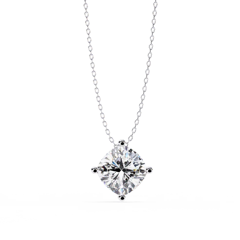 Cushion-Cut Diamond Solitaire Pendant – Delicate Necklace with Timeless Sparkle in 925 Silver (1CT)