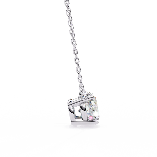 Oval Cut Diamond Solitaire Pendant Necklace – Classic 4-Prong Setting in 925 Silver | Elegant Timeless Jewelry (0.70 ct)