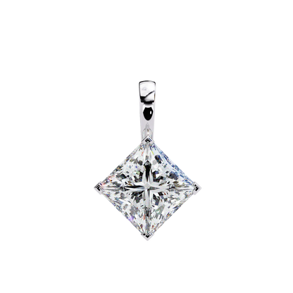 Princess Cut Diamond Pendant Necklace – Timeless Solitaire Pendant in 925 Silver (1CT)