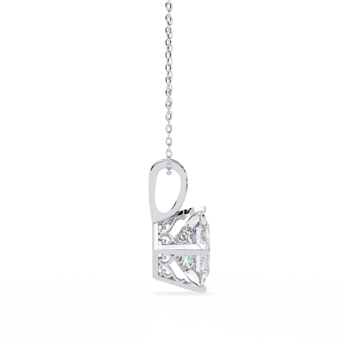 Princess Cut Diamond Pendant Necklace – Timeless Solitaire Pendant in 925 Silver (1CT)